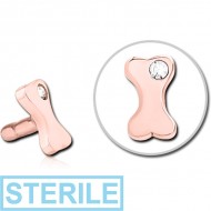 STERILE ROSE GOLD PVD COATED SURGICAL STEEL JEWELLED PUSH FIT ATTACHMENT FOR BIOFLEX INTERNAL LABRET - BONE PIERCING