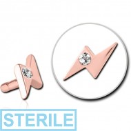 STERILE ROSE GOLD PVD COATED SURGICAL STEEL JEWELLED PUSH FIT ATTACHMENT FOR BIOFLEX INTERNAL LABRET - THUNDER PIERCING
