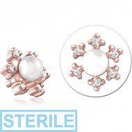 STERILE ROSE GOLD PVD COATED SURGICAL STEEL JEWELLED PUSH FIT ATTACHMENT FOR BIOFLEX INTERNAL LABRET PIERCING