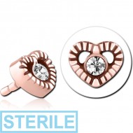 STERILE ROSE GOLD PVD COATED SURGICAL STEEL JEWELLED PUSH FIT ATTACHMENT FOR BIOFLEX INTERNAL LABRET PIERCING