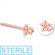 STERILE ROSE GOLD PVD COATED SURGICAL STEEL STRAIGHT JEWELLED NOSE STUD PIERCING