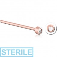 STERILE ROSE GOLD PVD COATED SURGICAL STEEL STRAIGHT JEWELLED NOSE STUD PIERCING