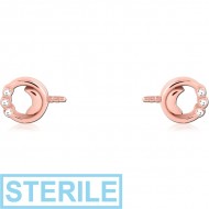 STERILE ROSE GOLD PVD COATED SURGICAL STEEL PUSH FIT JEWELLED ATTACHMENT FOR BIOFLEX INTERNAL NIPPLE SHIELD PIERCING