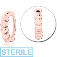 STERILE ROSE GOLD PVD COATED SURGICAL STEEL LIP CLCKER RING PIERCING