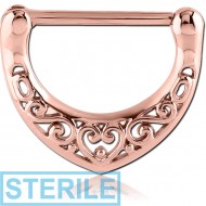 STERILE ROSE GOLD PVD COATED SURGICAL STEEL NIPPLE CLICKER - FILIGREE PIERCING