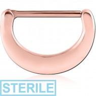 STERILE ROSE GOLD PVD COATED SURGICAL STEEL NIPPLE CLICKER - PLAIN PIERCING