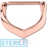 STERILE ROSE GOLD PVD COATED SURGICAL STEEL NIPPLE CLICKER - V PIERCING