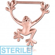 STERILE ROSE GOLD PVD COATED SURGICAL STEEL NIPPLE CLICKER - FROG PIERCING