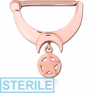STERILE ROSE GOLD PVD COATED SURGICAL STEEL NIPPLE CLICKER PIERCING