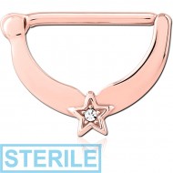 STERILE ROSE GOLD PVD COATED SURGICAL STEEL JEWELLED NIPPLE CLICKER PIERCING