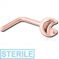 STERILE ROSE GOLD PVD COATED SURGICAL STEEL 90 DEGREE NOSE STUD PIERCING