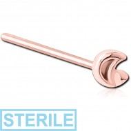 STERILE ROSE GOLD PVD COATED SURGICAL STEEL STRAIGHT NOSE STUD PIERCING