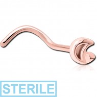 STERILE ROSE GOLD PVD COATED SURGICAL STEEL CURVED NOSE STUD PIERCING
