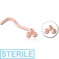 STERILE ROSE GOLD PVD COATED SURGICAL STEEL CURVED NOSE STUD PIERCING