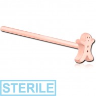STERILE ROSE GOLD PVD COATED SURGICAL STEEL STRAIGHT NOSE STUD PIERCING