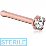 STERILE ROSE GOLD PVD COATED SURGICAL STEEL PRONG SET 1.5MM JEWELLED NOSE BONE PIERCING