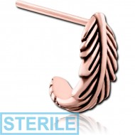 STERILE ROSE GOLD PVD COATED SURGICAL STEEL STRAIGHT WRAP AROUND NOSE STUD - FEATHER PIERCING