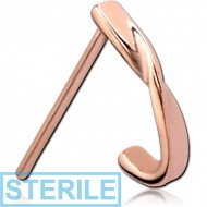 STERILE ROSE GOLD PVD COATED SURGICAL STEEL STRAIGHT WRAP AROUND NOSE STUD PIERCING
