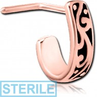 STERILE ROSE GOLD PVD COATED SURGICAL STEEL 90 DEGREE WRAP AROUND NOSE STUD - FILIGREE PIERCING