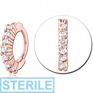 STERILE ROSE GOLD PVD COATED SURGICAL STEEL JEWELLED NOSE RING CLICKER PIERCING