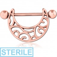 STERILE ROSE GOLD PVD COATED SURGICAL STEEL NIPPLE SHIELD PIERCING