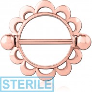 STERILE ROSE GOLD PVD COATED SURGICAL STEEL NIPPLE SHIELD PIERCING