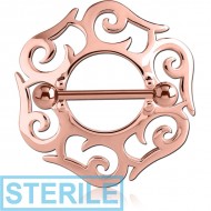 STERILE ROSE GOLD PVD COATED SURGICAL STEEL NIPPLE SHIELD (15 MM) PIERCING