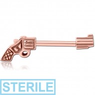 STERILE ROSE GOLD PVD COATED SURGICAL STEEL NIPPLE BAR - GUN PIERCING