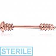 STERILE ROSE GOLD PVD COATED SURGICAL STEEL NIPPLE BAR - SCREW PIERCING