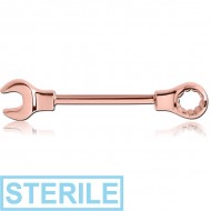 STERILE ROSE GOLD PVD COATED SURGICAL STEEL NIPPLE BAR - WRENCH PIERCING