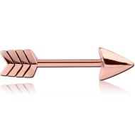 ROSE GOLD PVD COATED SURGICAL STEEL NIPPLE BAR-ARROW PIERCING