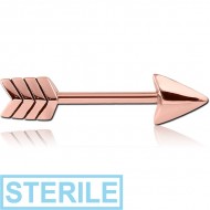 STERILE ROSE GOLD PVD COATED SURGICAL STEEL NIPPLE BAR-ARROW PIERCING