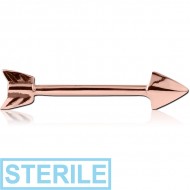 STERILE ROSE GOLD PVD COATED SURGICAL STEEL NIPPLE BAR - ARROW PIERCING