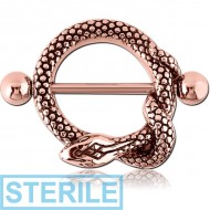 STERILE ROSE GOLD PVD COATED SURGICAL STEEL NIPPLE SHIELD - SNAKE PIERCING