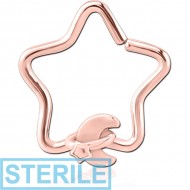 STERILE ROSE GOLD PVD COATED SURGICAL STEEL OPEN STAR SEAMLESS RING - ANNULAR ECLIPSE AND STAR PIERCING
