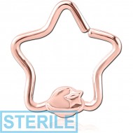 STERILE ROSE GOLD PVD COATED SURGICAL STEEL OPEN STAR SEAMLESS RING - EYE STAR PIERCING