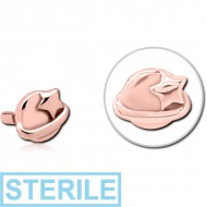 STERILE ROSE GOLD PVD COATED SURGICAL STEEL PUSH FIT ATTACHMENT FOR BIOFLEX INTERNAL LABRET - EYE STAR PIERCING