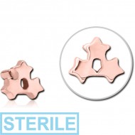STERILE ROSE GOLD PVD COATED SURGICAL STEEL PUSH FIT ATTACHMENT FOR BIOFLEX INTERNAL LABRET - TRIPLE STAR PIERCING