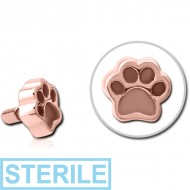 STERILE ROSE GOLD PVD COATED SURGICAL STEEL PUSH FIT ATTACHMENT FOR BIOFLEX INTERNAL LABRET - ANIMAL PAW INDENT PIERCING