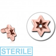 STERILE ROSE GOLD PVD COATED SURGICAL STEEL PUSH FIT ATTACHMENT FOR BIOFLEX INTERNAL LABRET - STAR INDENT PIERCING