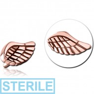 STERILE ROSE GOLD PVD COATED SURGICAL STEEL PUSH FIT ATTACHMENT FOR BIOFLEX INTERNAL LABRET PIERCING