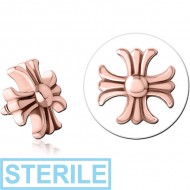 STERILE ROSE GOLD PVD COATED SURGICAL STEEL PUSH FIT ATTACHMENT FOR BIOFLEX INTERNAL LABRET PIERCING