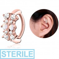 STERILE ROSE GOLD PVD COATED SURGICAL STEEL JEWELLED ROOK CLICKER - FILIGREE PIERCING