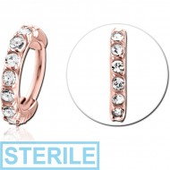 STERILE ROSE GOLD PVD COATED SURGICAL STEEL PRONG SET HIGH END CRYSTAL JEWELLED MULTI PURPOSE CLICKER PIERCING