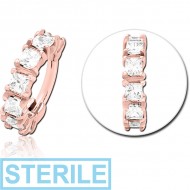 STERILE ROSE GOLD PVD COATED SURGICAL STEEL PRONG SET CRYSTAL JEWELLED MULTI PURPOSE CLICKER PIERCING