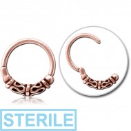 STERILE ROSE GOLD PVD COATED SURGICAL STEEL HINGED CLICKER - BALI AND BEADS PIERCING