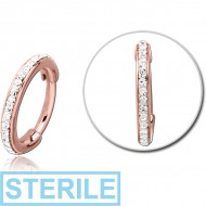 STERILE ROSE GOLD PVD COATED SURGICAL STEEL CRYSTALINE JEWELLED MULTI PURPOSE CLICKER PIERCING
