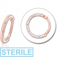 STERILE ROSE GOLD PVD COATED SURGICAL STEEL CRYSTALINE JEWELLED MULTI PURPOSE CLICKER PIERCING