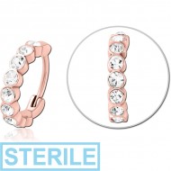 STERILE ROSE GOLD PVD COATED SURGICAL STEEL JEWELLED MULTI PURPOSE CLICKER