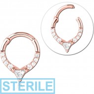 STERILE ROSE GOLD PVD COATED SURGICAL STEEL JEWELLED MULTI PURPOSE CLICKER PIERCING